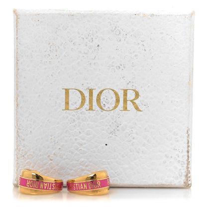 Christian Dior Metal Enamel Code Hoop Earrings Pink Gold 6 of 6