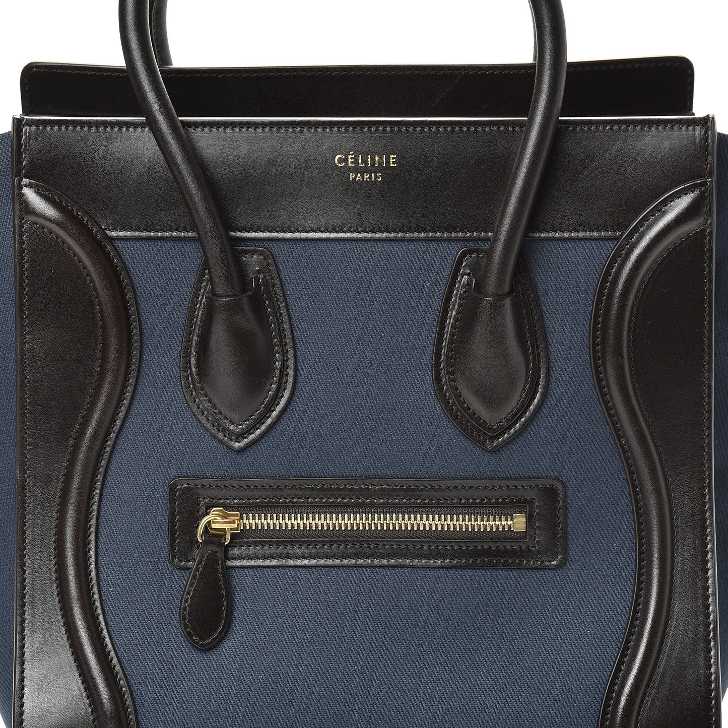 Textile Smooth Calfskin Micro Luggage Dark Blue Black