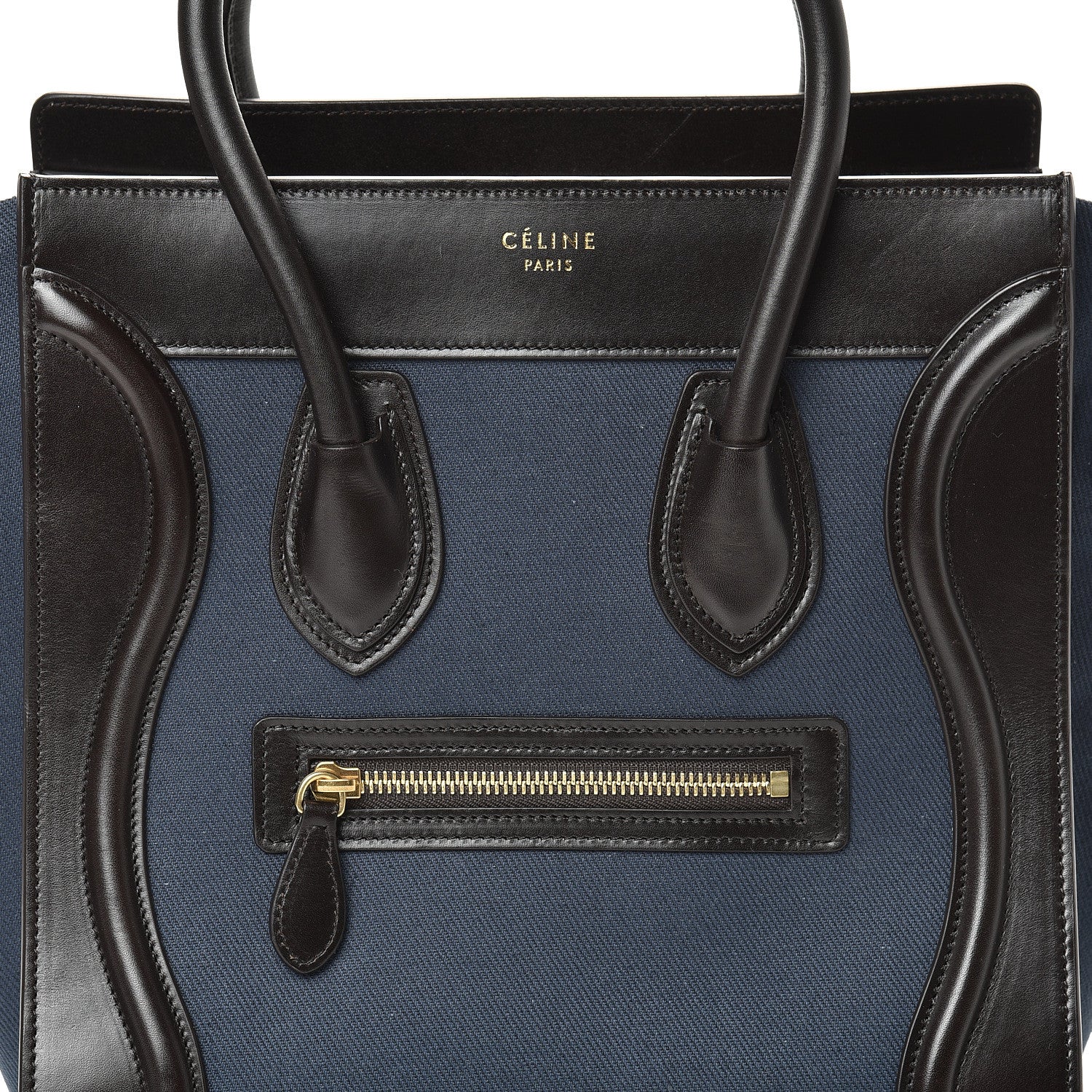 Celine Textile Smooth Calfskin Micro Luggage Dark Blue Black 7 of 17