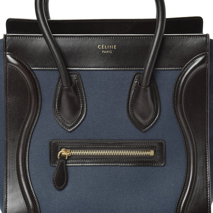 Celine Textile Smooth Calfskin Micro Luggage Dark Blue Black 7 of 17