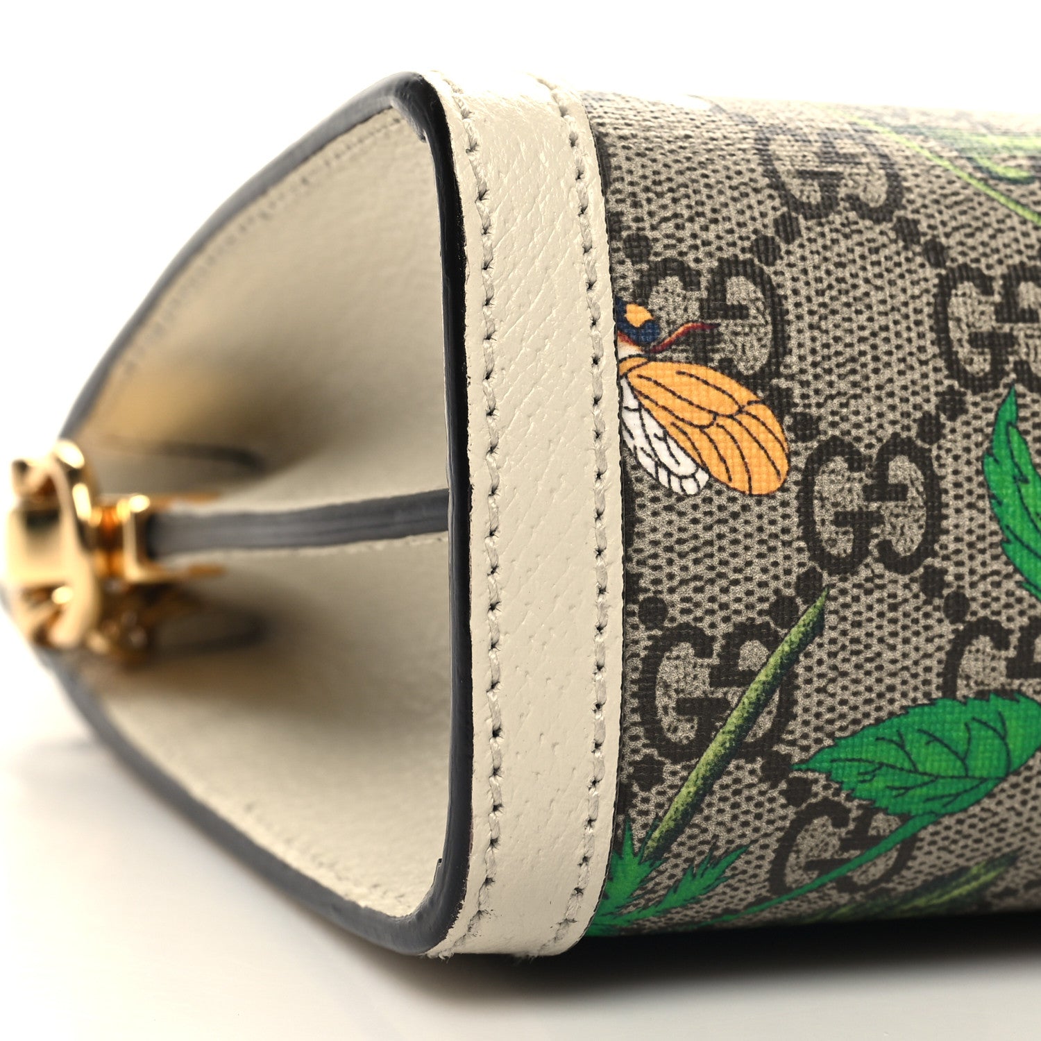 Gucci GG Supreme Monogram Flora Web Small Ophidia Chain Shoulder Bag White 10 of 11