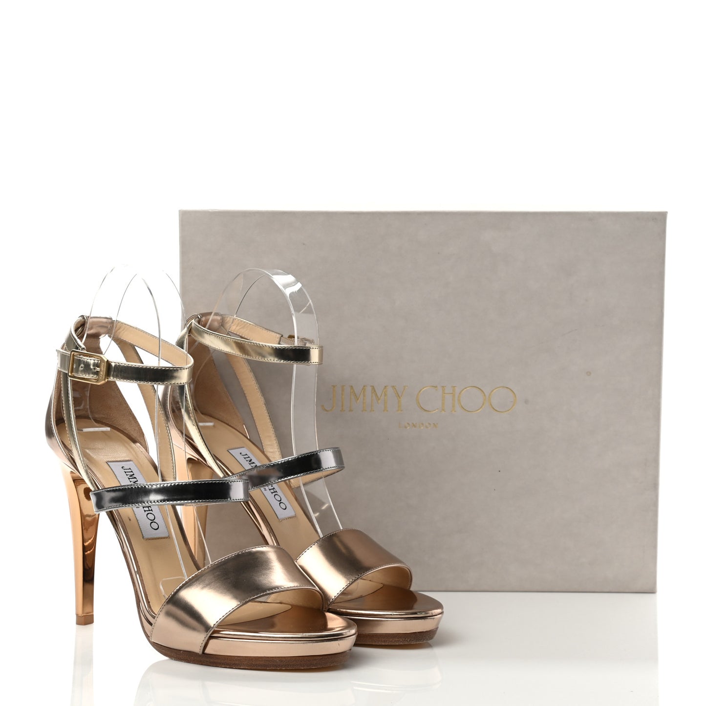 Metallic Mirror Calfskin Glitter Buzz 120 Sandals 39 Gold
