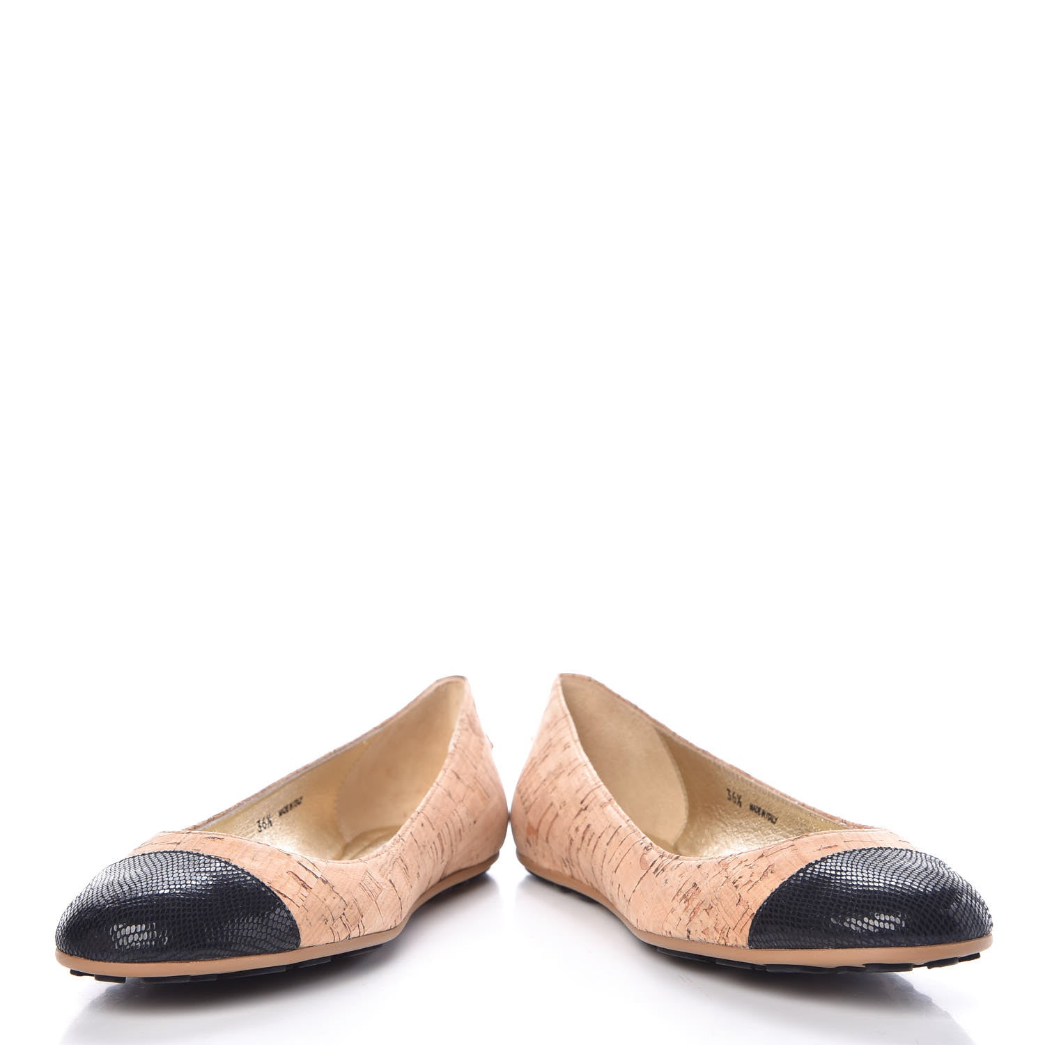 Jimmy Choo Cork Embossed Cap Toe Whirl Ballet Flats 36.5 Natural Black 6 of 10