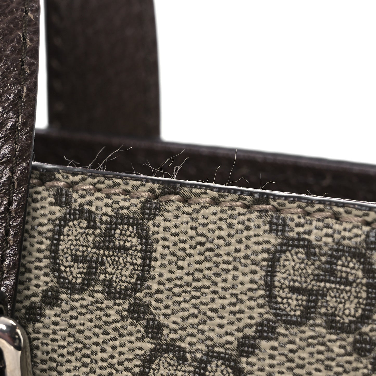 GG Supreme Monogram Textured Dollar Calfskin Small Detail Tote Beige Ebony New Acero