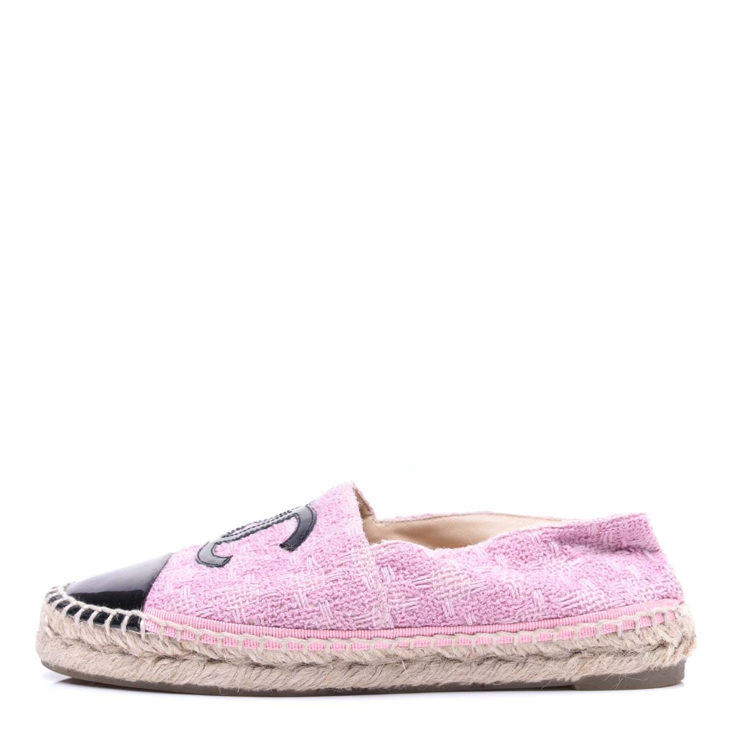 Tweed Patent CC Espadrilles 36 Pink Black
