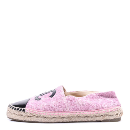 Chanel Tweed Patent CC Espadrilles 36 Pink Black 1 of 12