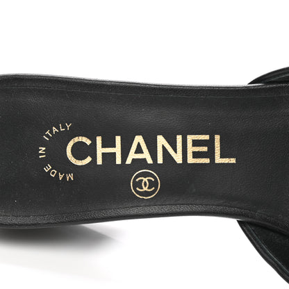 Chanel Lambskin Grosgrain Cap Toe Logo Ankle Strap Pumps 35 Black 6 of 8