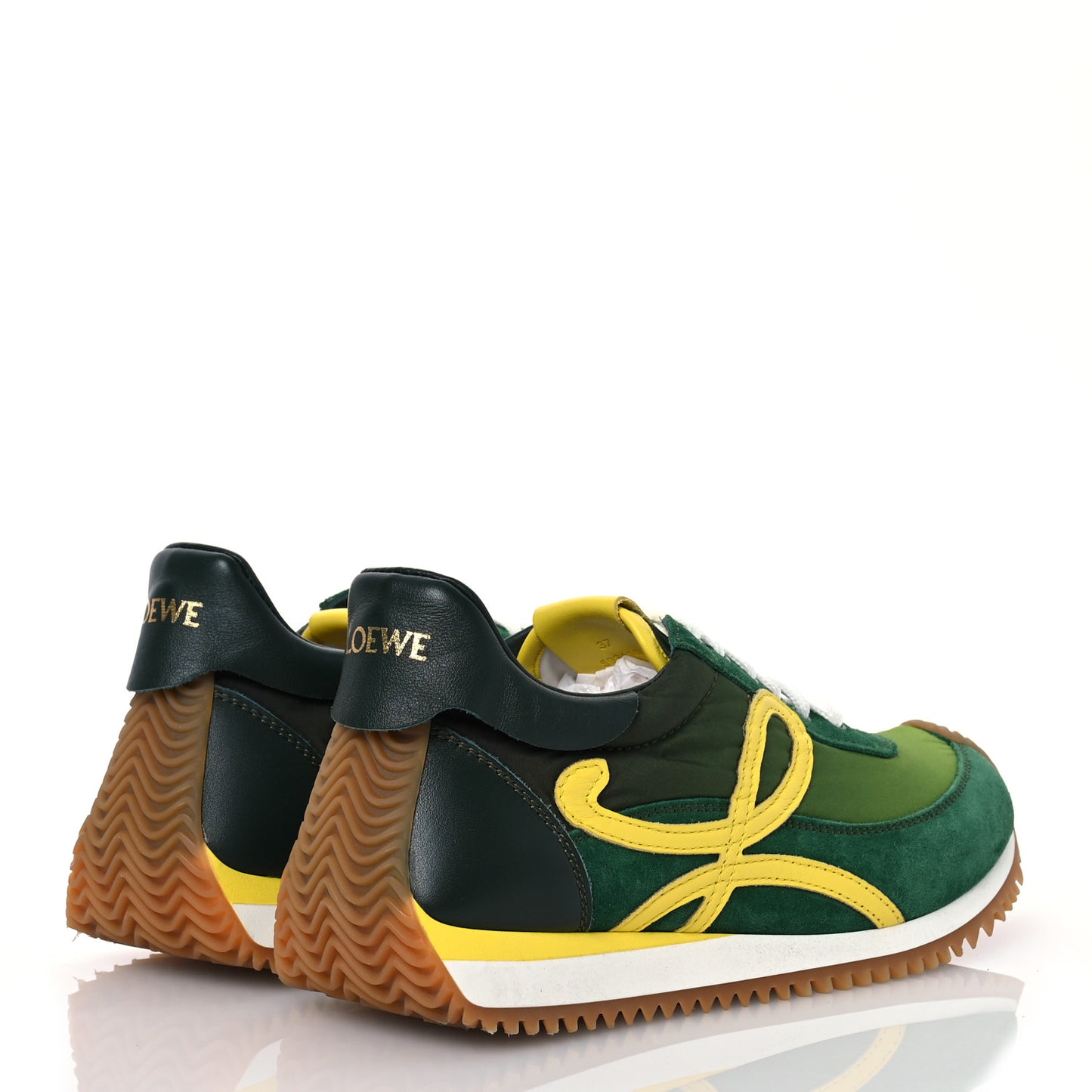 Nylon Suede Flow Runner Sneakers 37 Green Multicolor