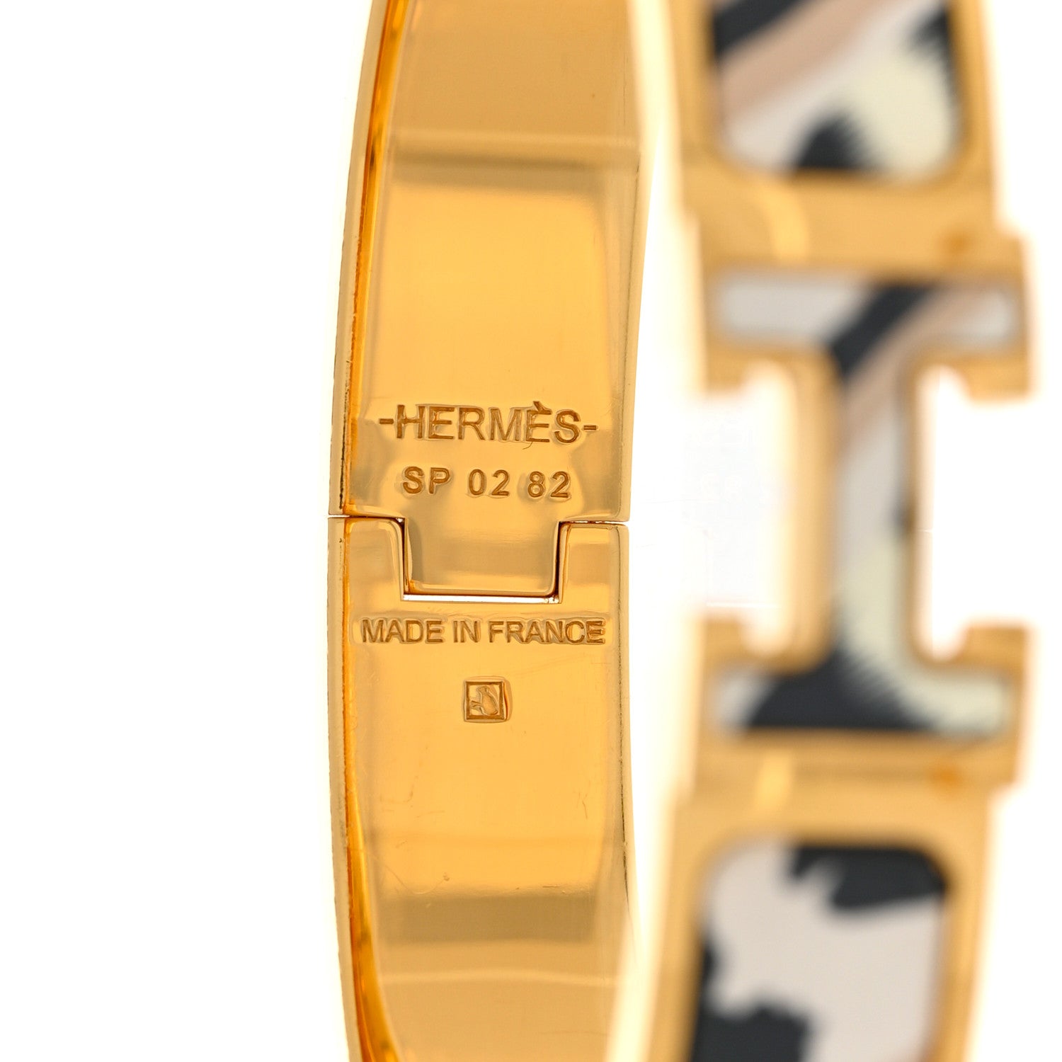Hermes Enamel Printed Le Chat Carre Narrow Clic Clac H Bracelet PM Lumière 4 of 4