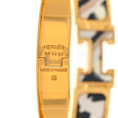 Hermes Enamel Printed Le Chat Carre Narrow Clic Clac H Bracelet PM Lumière 4 of 4