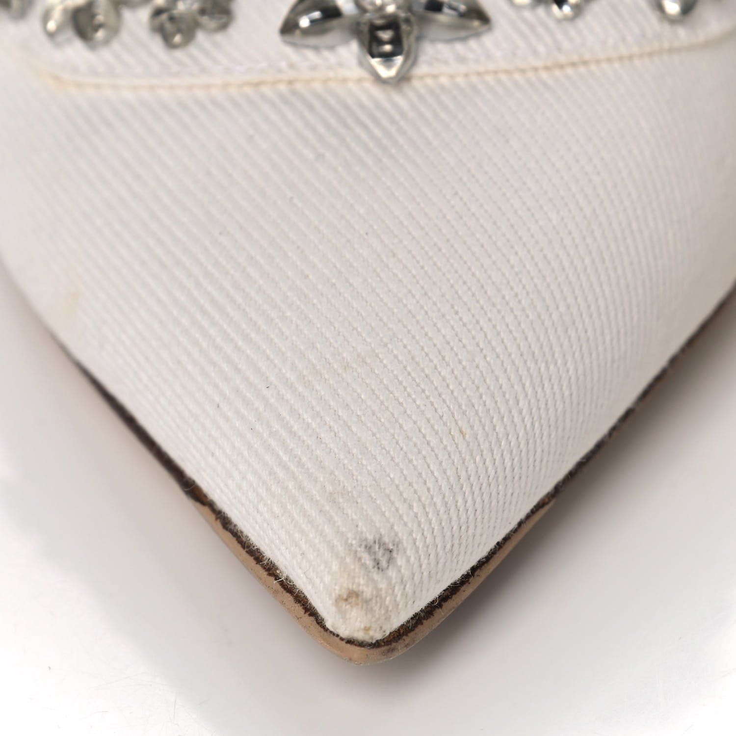 Christian Dior Denim Crystal Garland Slingback Pumps 40 White 8 of 14
