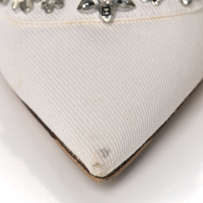 Christian Dior Denim Crystal Garland Slingback Pumps 40 White 8 of 14