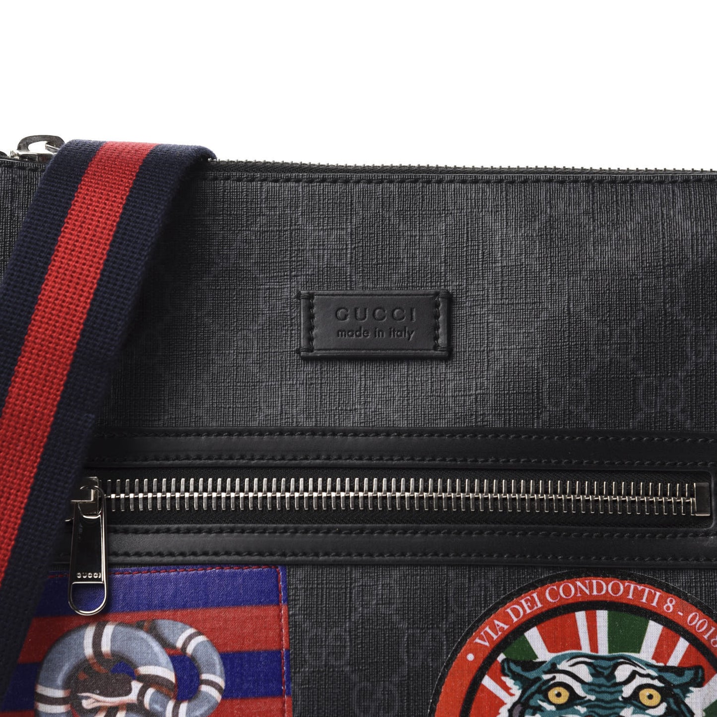 GG Supreme Monogram Night Courrier Flat Messenger Bag Black Multicolor