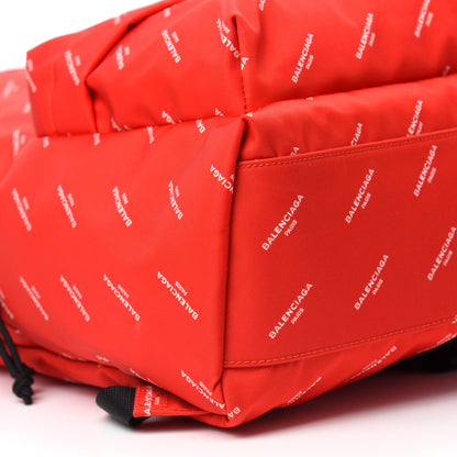 Balenciaga Twill Nylon Allover Logo Print Explorer Backpack Rouge Vermillion White 6 of 10