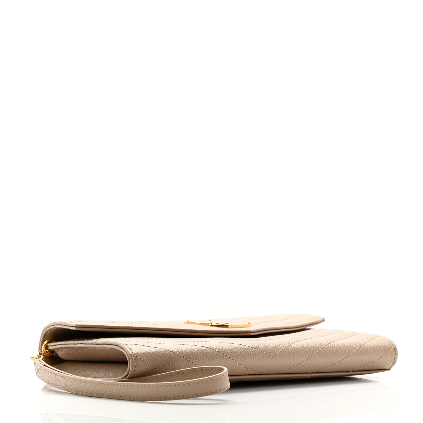 Grain De Poudre Matelasse Chevron Monogram Envelope Clutch Dark Beige