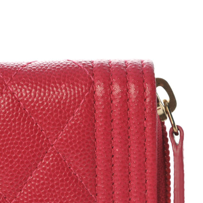 Chanel Caviar Quilted Boy Zip Around Coin Purse Wallet Fuchsia 8 of 15