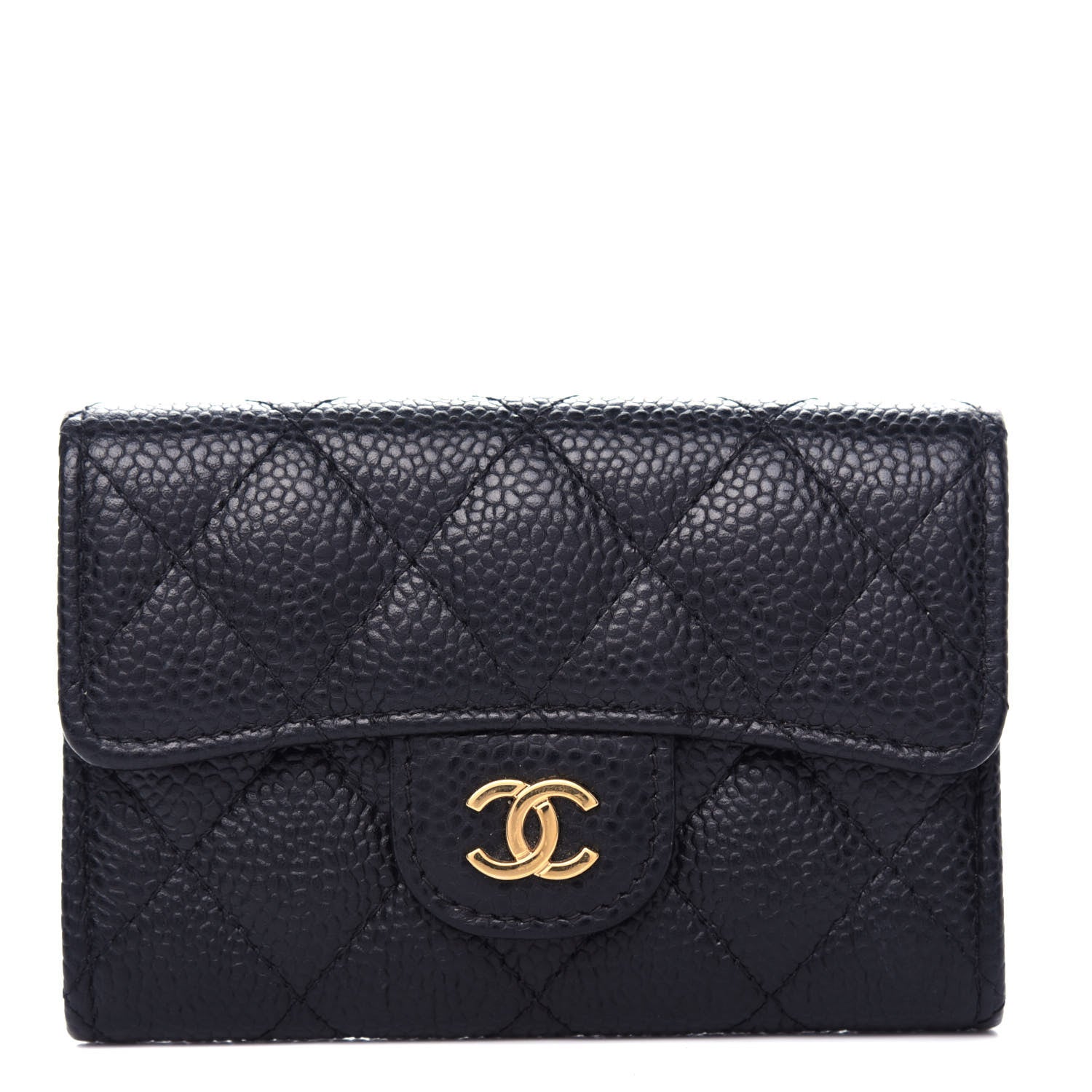 Chanel Caviar Quilted Flap Card Holder Wallet Black 1 of 9