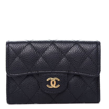 Chanel Caviar Quilted Flap Card Holder Wallet Black 1 of 9