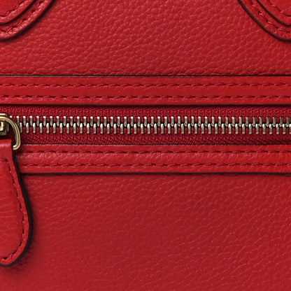 Celine Drummed Calfskin Micro Luggage Red 9 of 12
