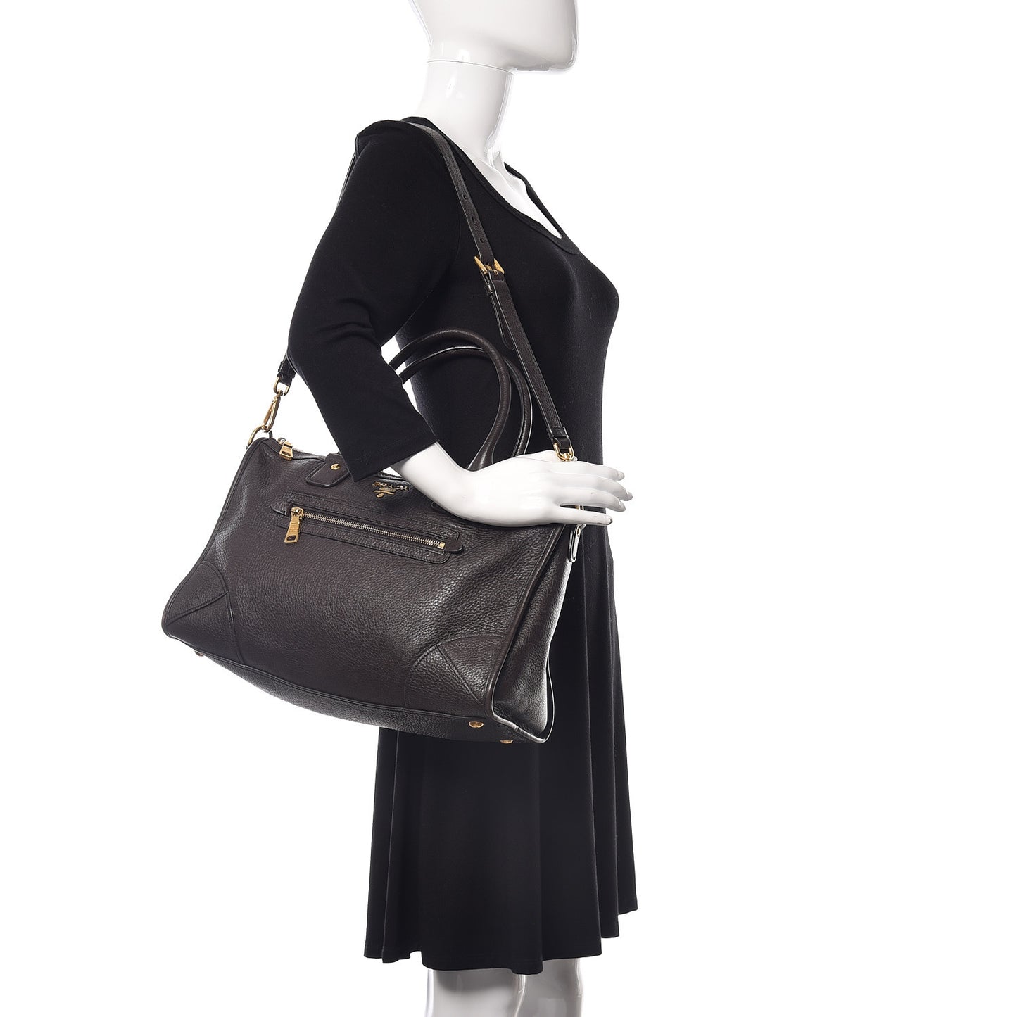 Vitello Daino Shopping Satchel Teak