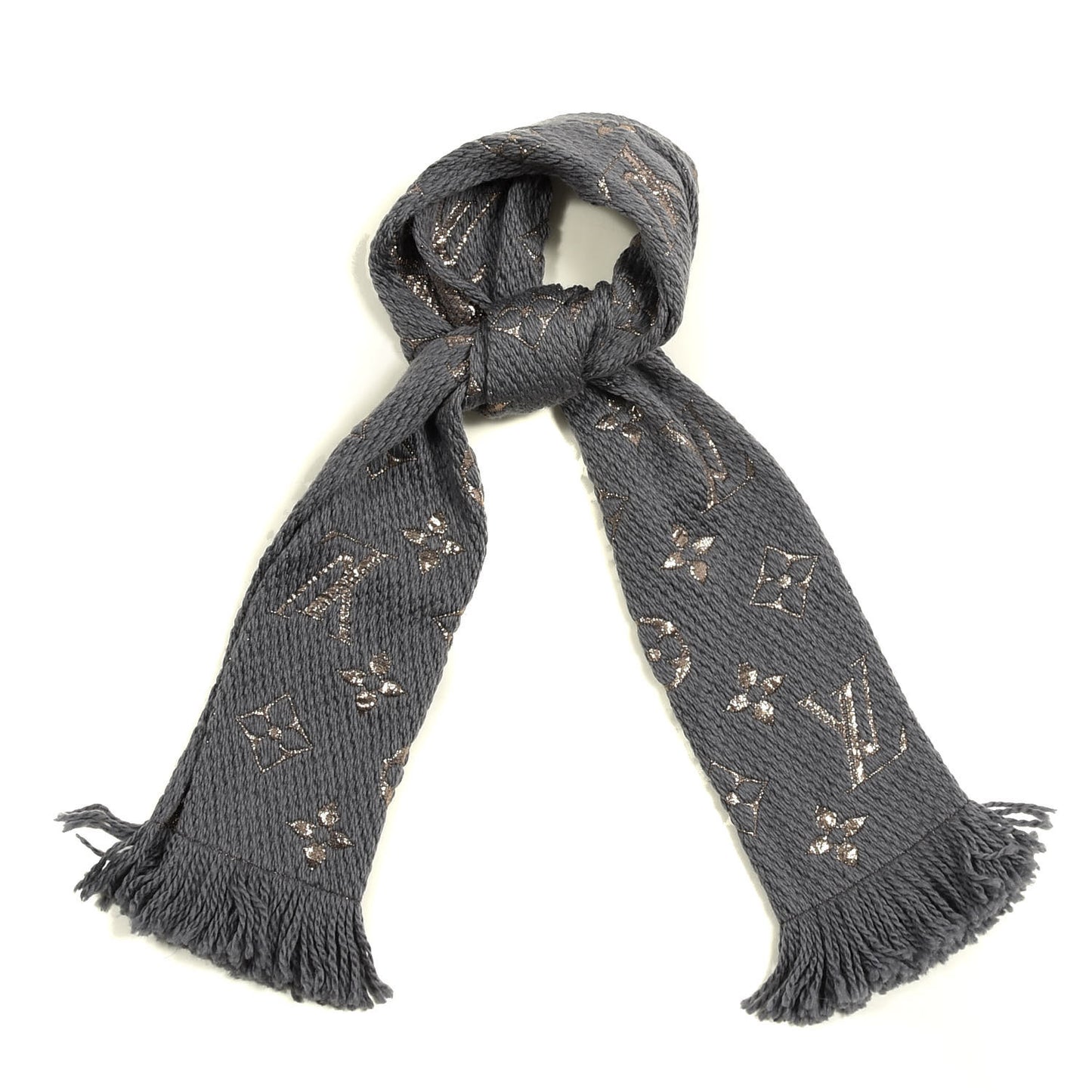Wool Silk Logomania Shine Scarf Gris