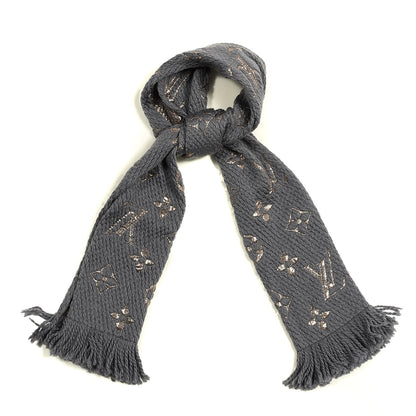 Louis Vuitton Wool Silk Logomania Shine Scarf Gris 1 of 3