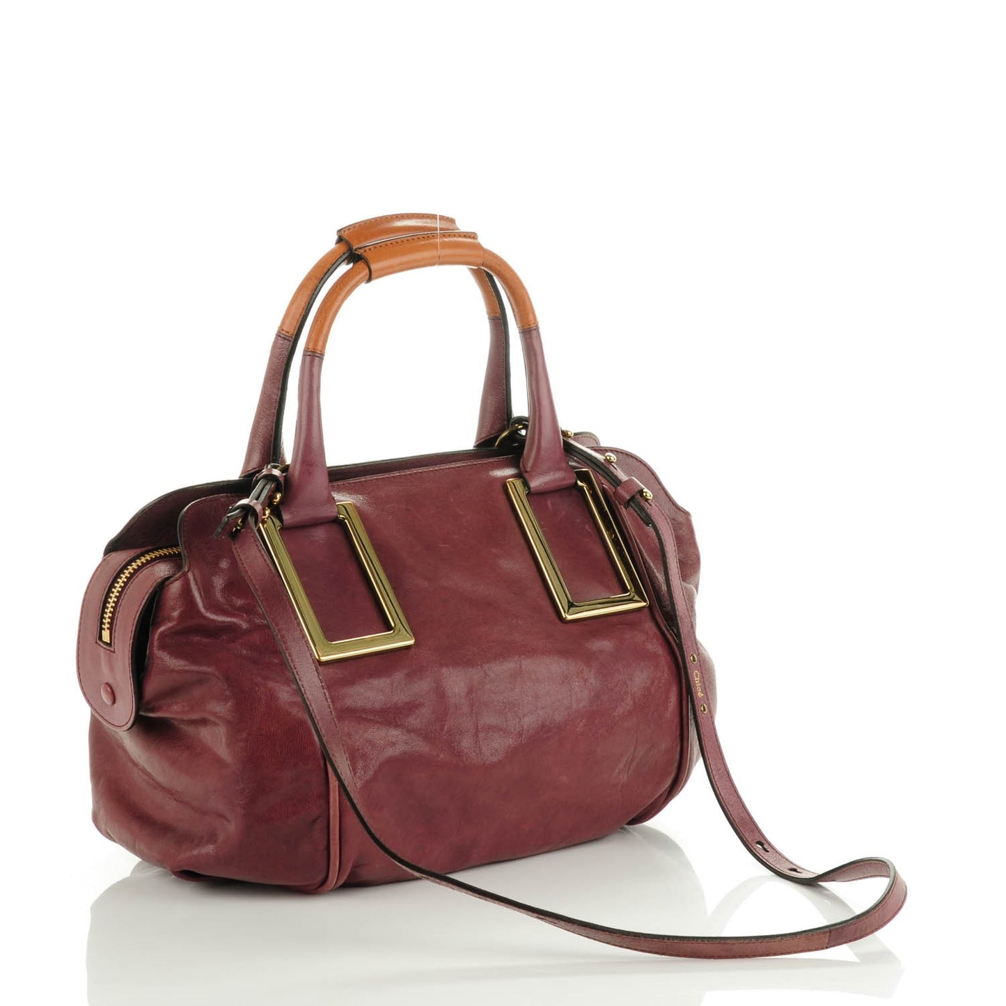 Glazed Lambskin Medium Ethel Satchel Dark Purple