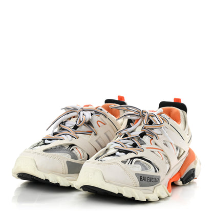 Balenciaga Mesh Nubuck Effect Fabric LED Womens Track Sneakers 37 White Orange 3 of 8
