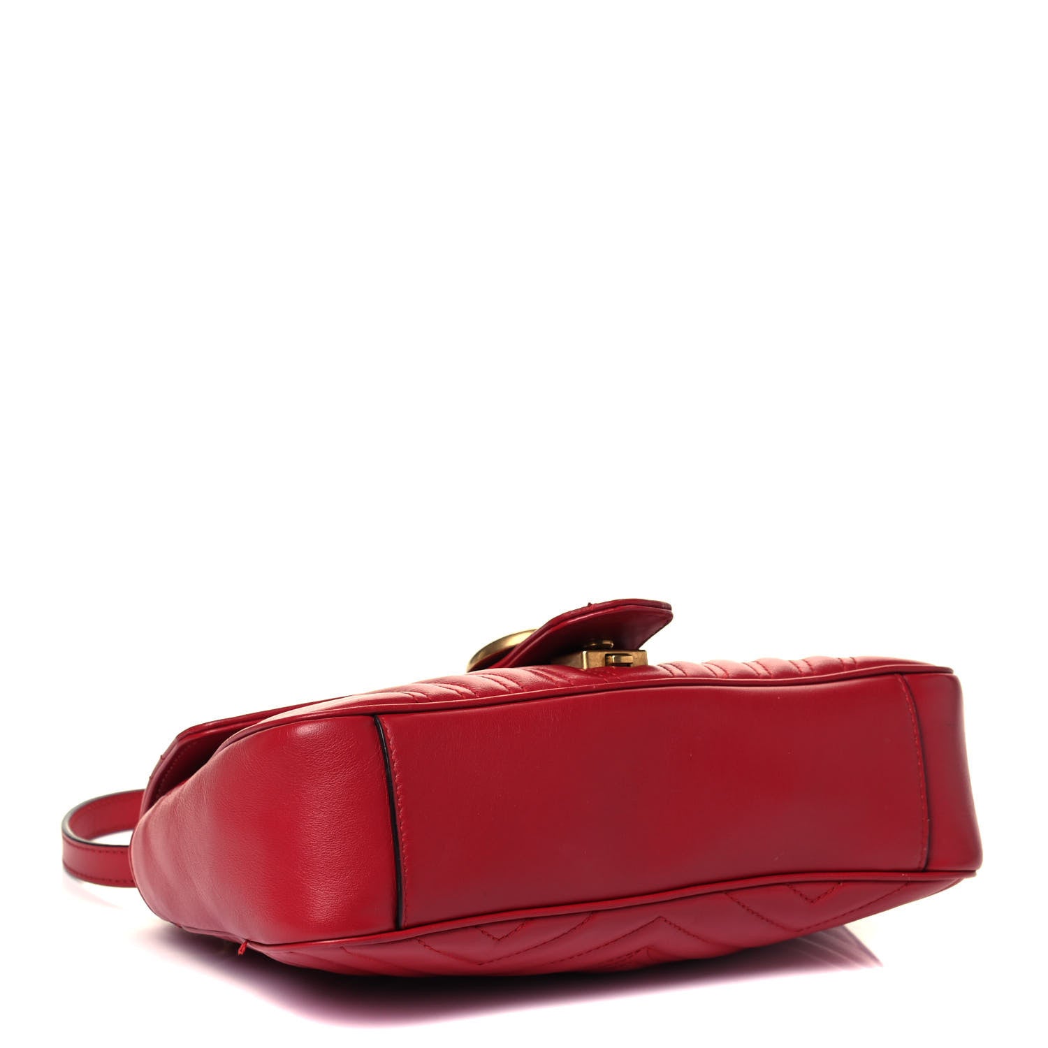 Gucci Calfskin Matelasse Small GG Marmont Shoulder Bag Hibiscus Red 4 of 9