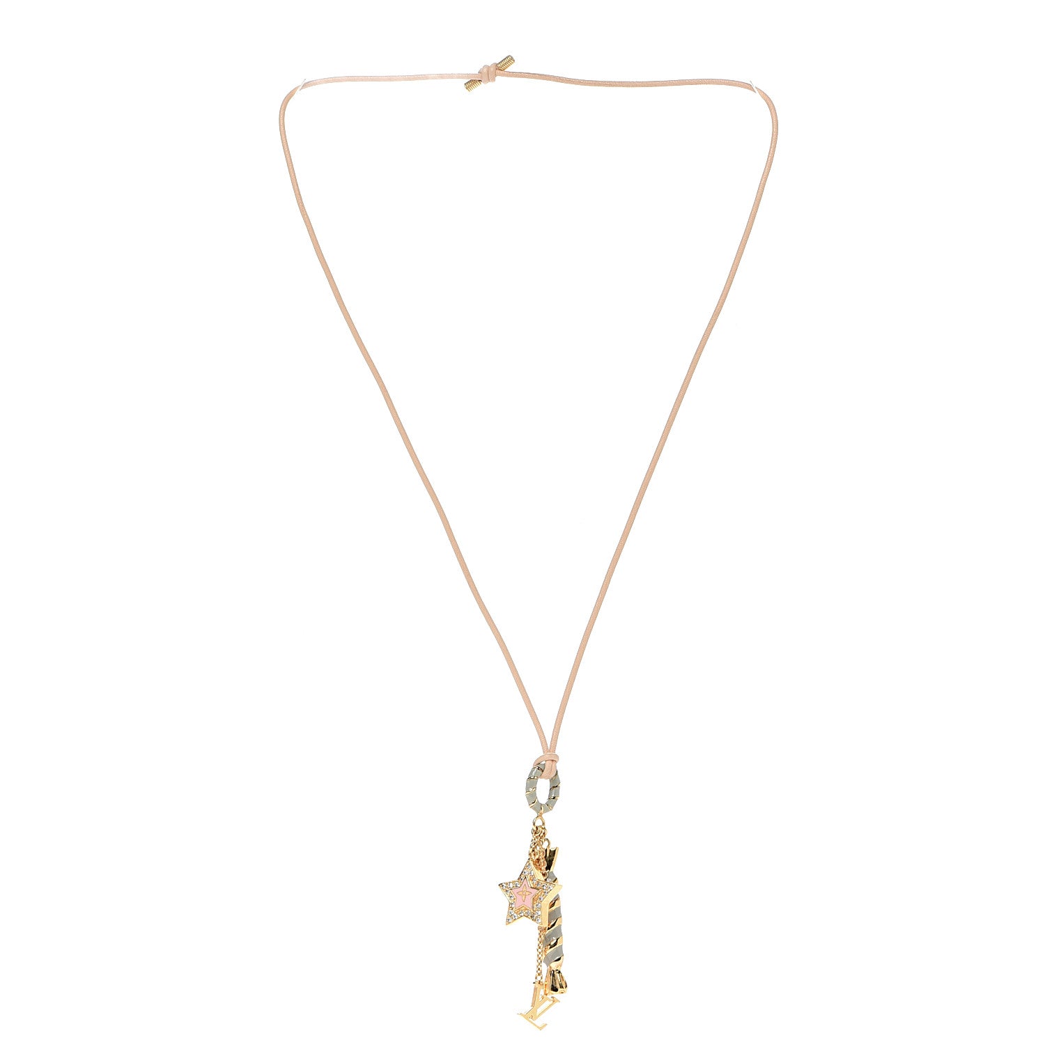 Louis Vuitton Crystal Enamel Candy Star Charm Necklace Gold Multicolor 3 of 4