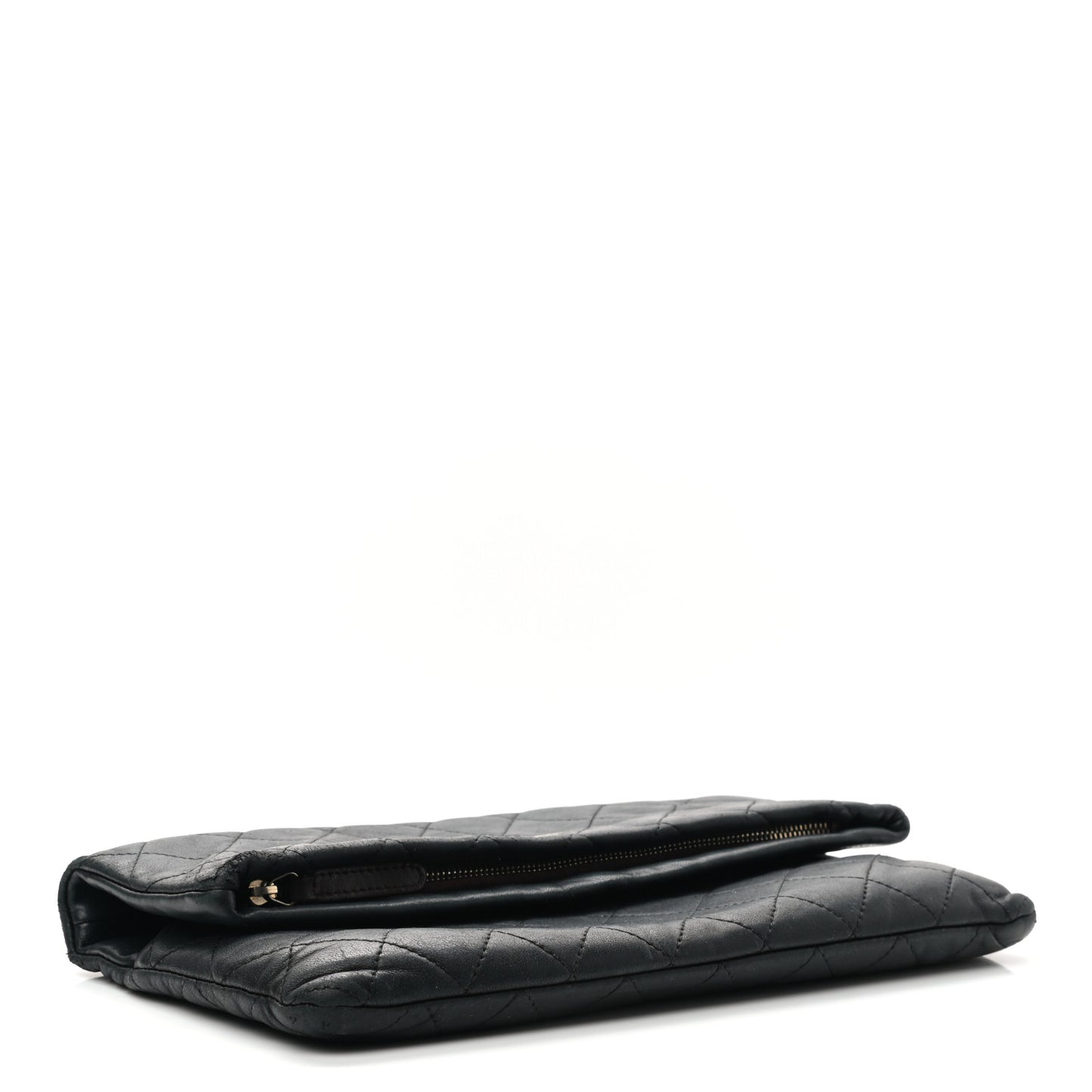 Lambskin Quilted CC Beauty Clutch Black