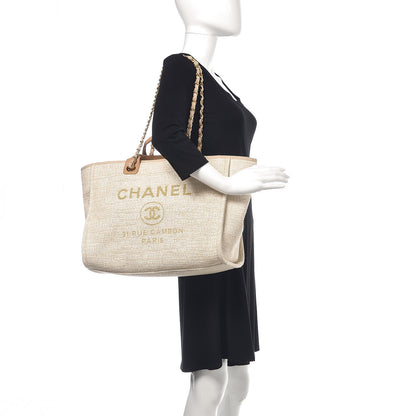 Chanel Canvas Large Deauville Tote Light Beige 2 of 10