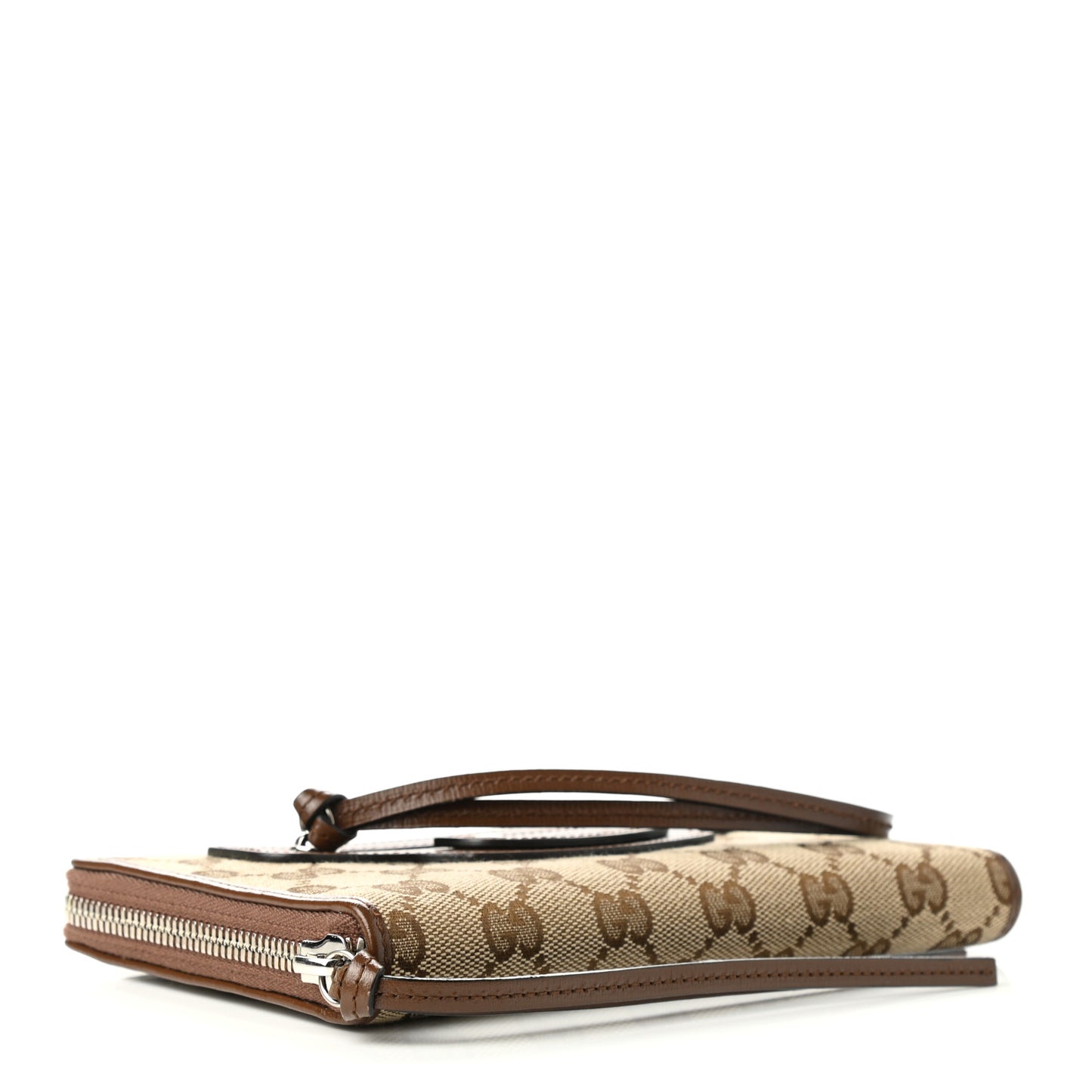X GUCCI GG Monogram Azalea Calfskin Neo Classic Zip Around Wallet Beige Ebony Brown Sugar