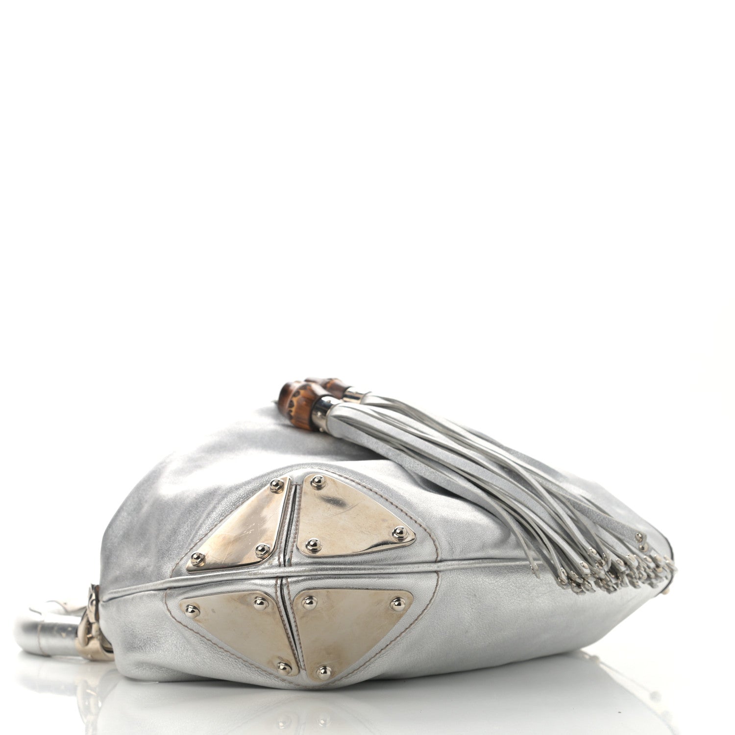 Gucci Metallic Calfskin Medium Indy Top Handle Hobo Silver 4 of 10
