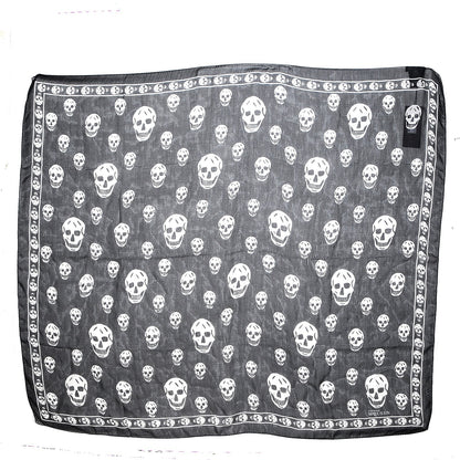 Alexander McQueen Silk Chiffon Skull Scarf Black Ivory 3 of 7