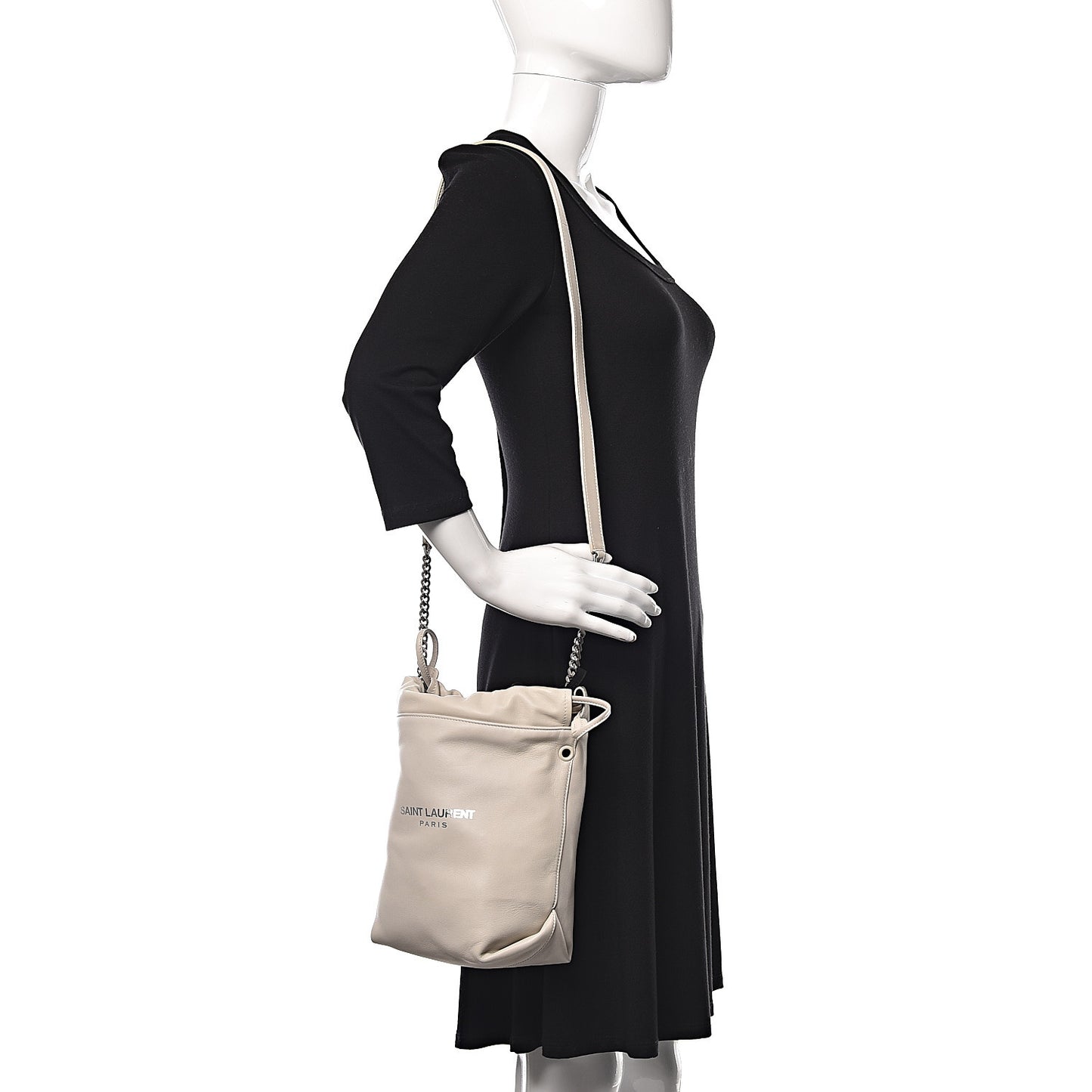 Lambskin Small Teddy Bucket Bag White