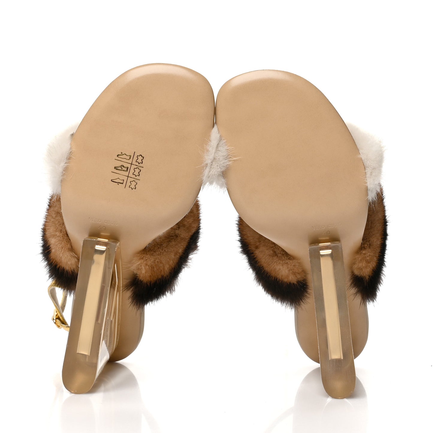 Mink Ayers Lucite Fendi First 95mm Sandals 40 Natural Brown