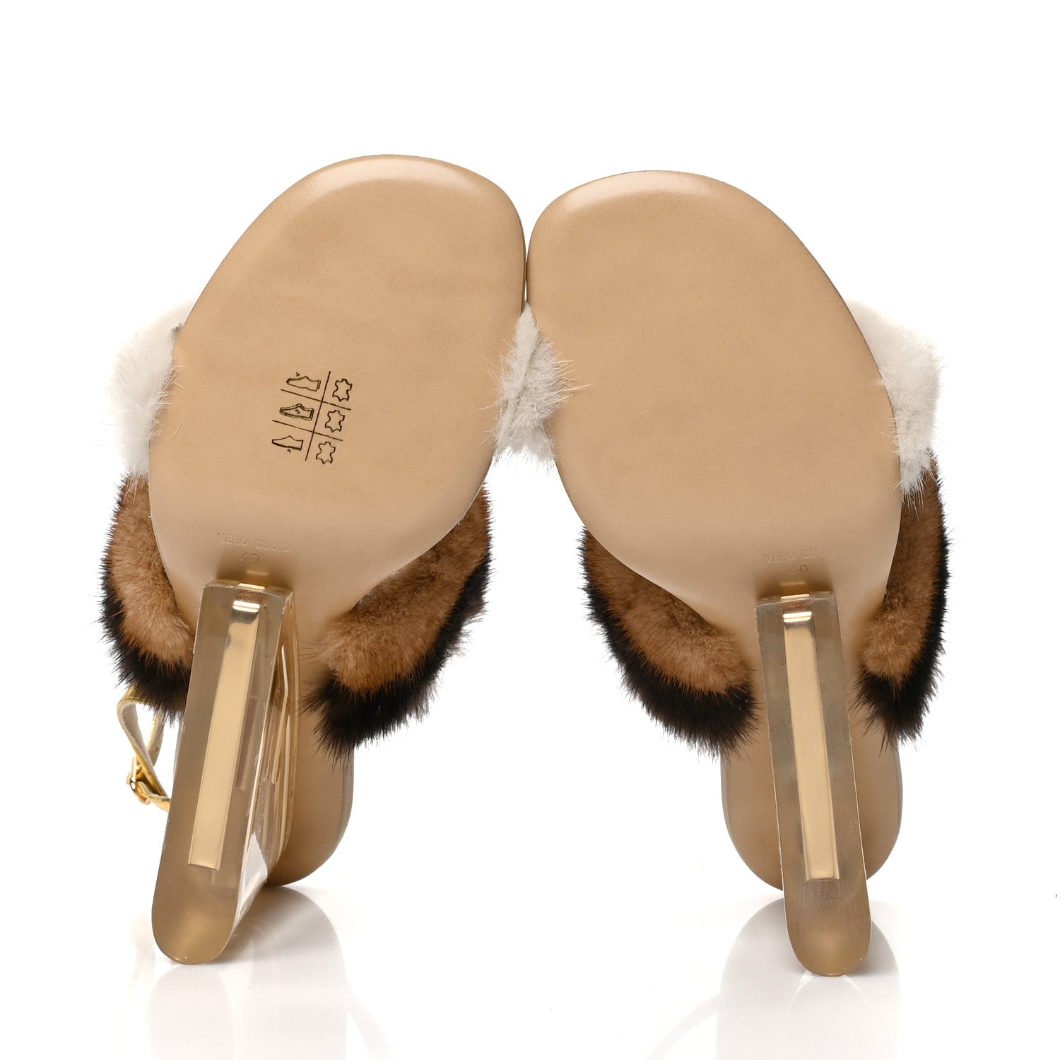 Fendi Mink Ayers Lucite Fendi First 95mm Sandals 40 Natural Brown 5 of 7