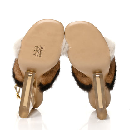 Fendi Mink Ayers Lucite Fendi First 95mm Sandals 40 Natural Brown 5 of 7