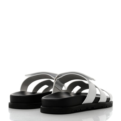 Hermes Calfskin Womens Chypre Sandals 37 White 4 of 10