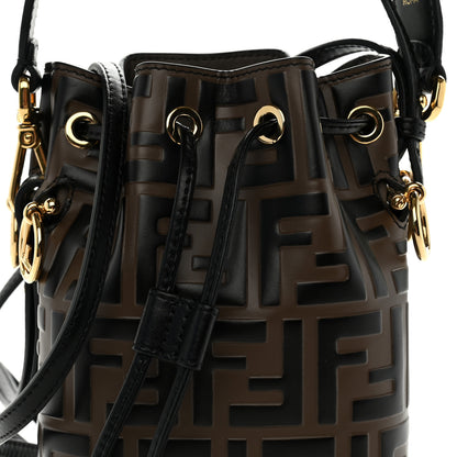 Fendi Vitello Liberty F is Fendi Bi-Color FF 1974 Embossed Mini Mon Tresor Bucket Bag Maya Black 8 of 12