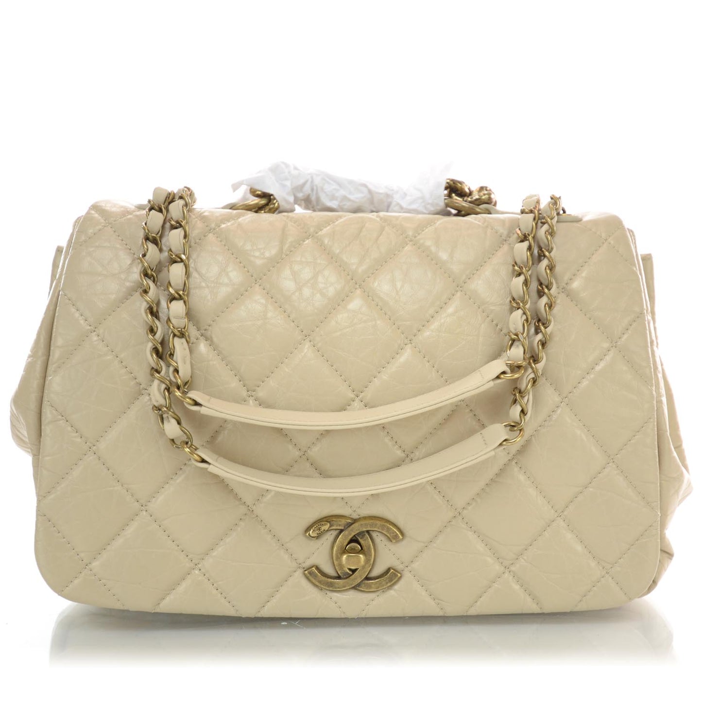 Quilted Large Pondichery Flap Beige