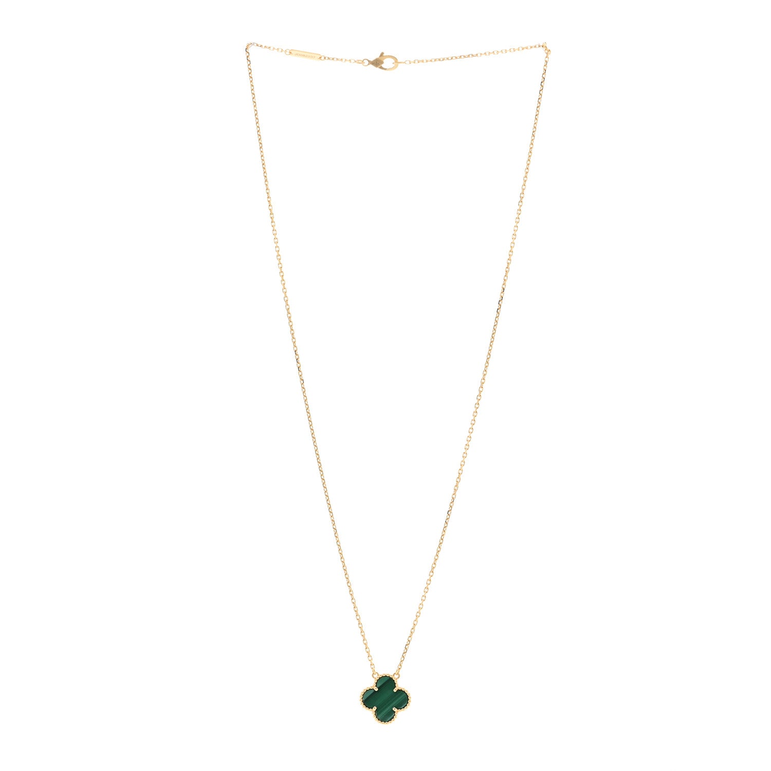 Van Cleef & Arpels 18K Yellow Gold Malachite Vintage Alhambra Pendant Necklace 3 of 5