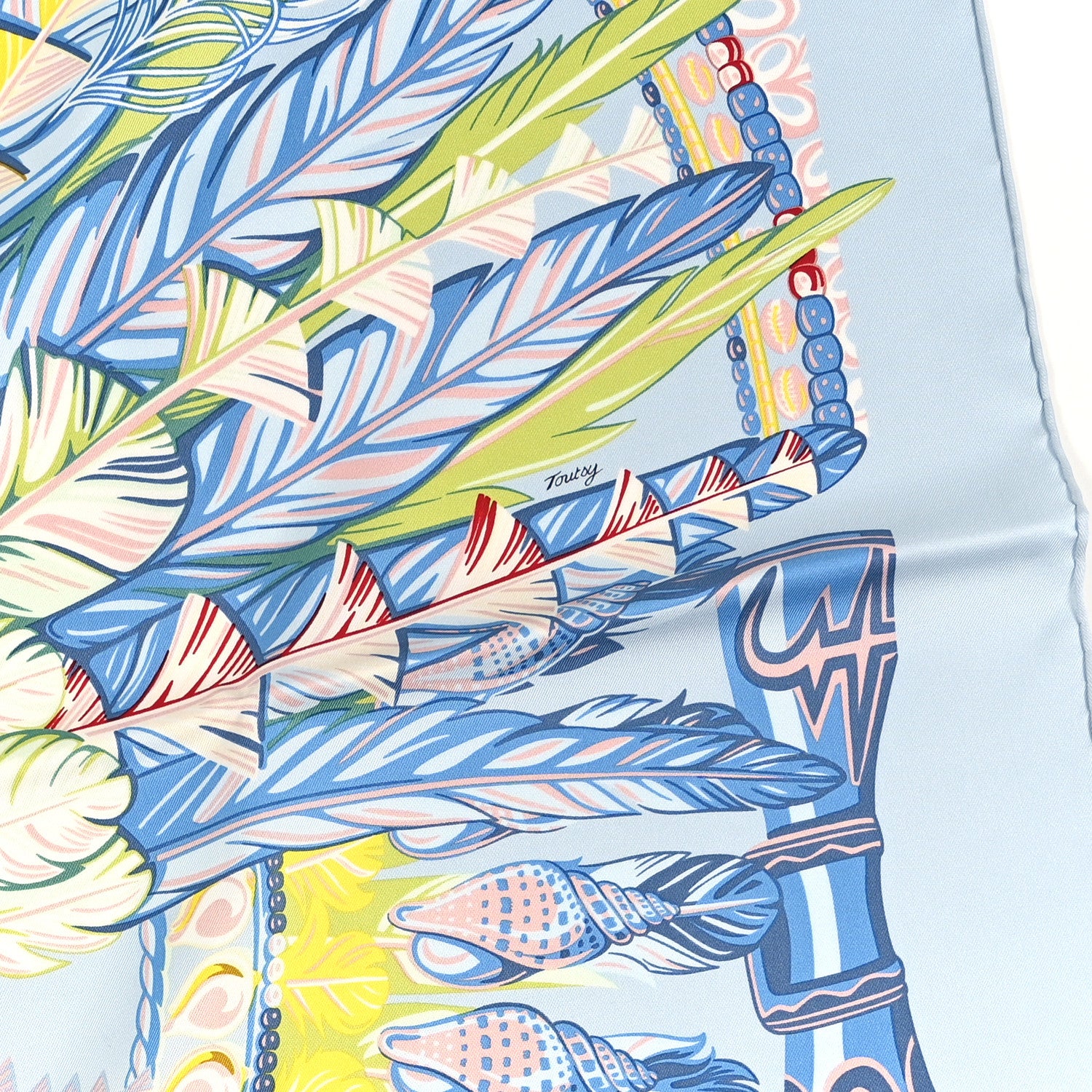 Hermes Silk Danse Pacifique Scarf 90 Bleu Ciel Vert Jaune Vif 3 of 5