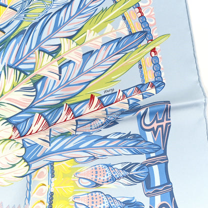 Hermes Silk Danse Pacifique Scarf 90 Bleu Ciel Vert Jaune Vif 3 of 5