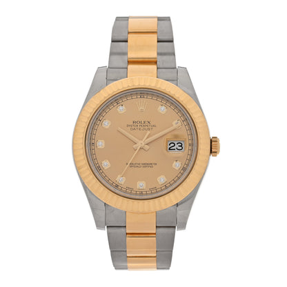 Rolex Stainless Steel 18K Yellow Gold Diamond 41mm Oyster Perpetual Datejust II Watch Champagne 116333 1 of 5