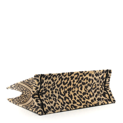Christian Dior Canvas Mizza Embroidered Large Leopard Book Tote Beige 4 of 11