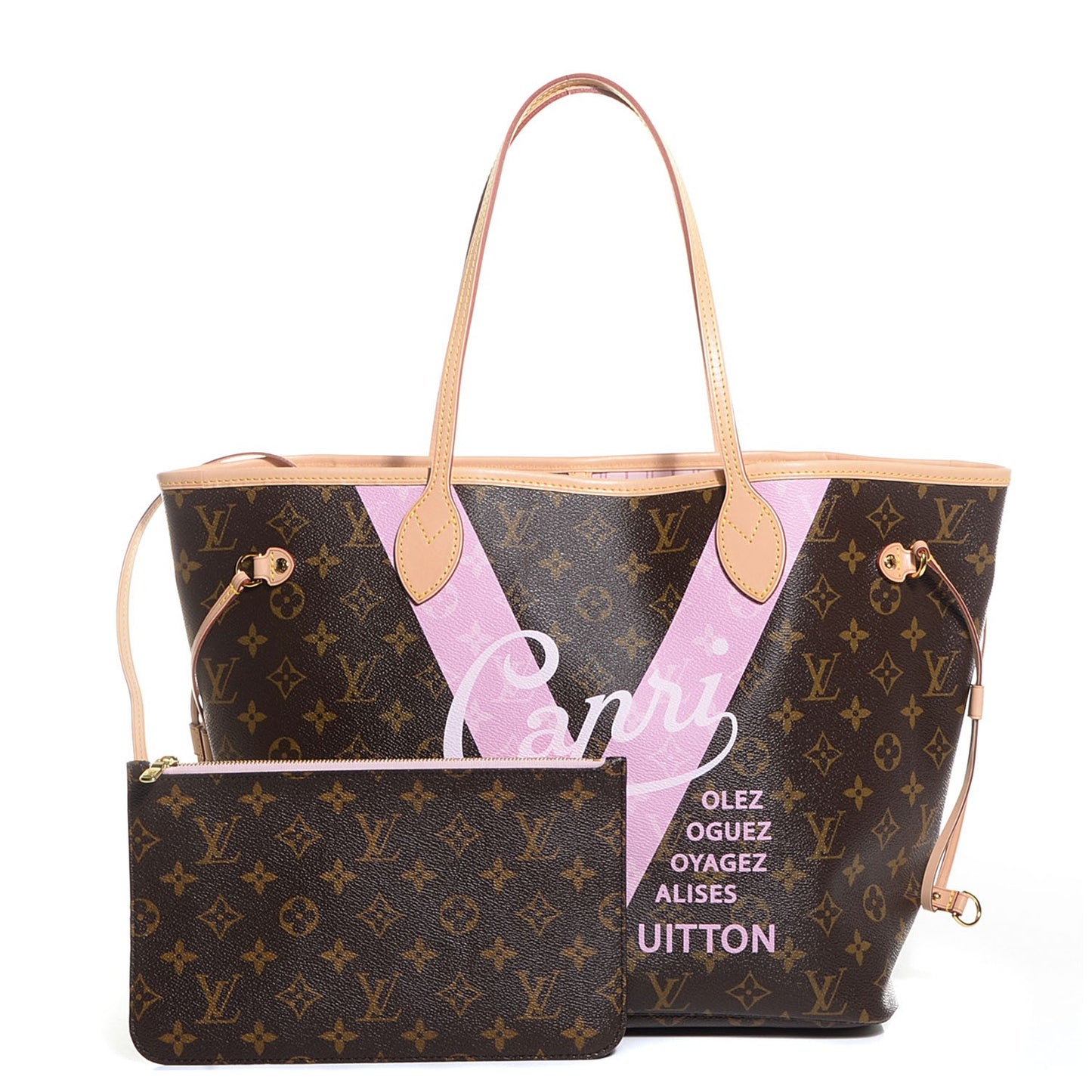 Monogram Capri V Neverfull MM Rose Ballerine