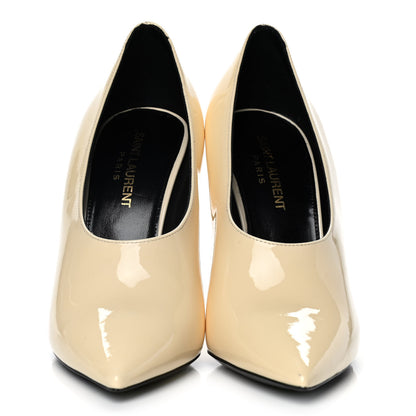Saint Laurent Patent Calfskin Teddy High Vamp 105 Pumps 37.5 White 2 of 17