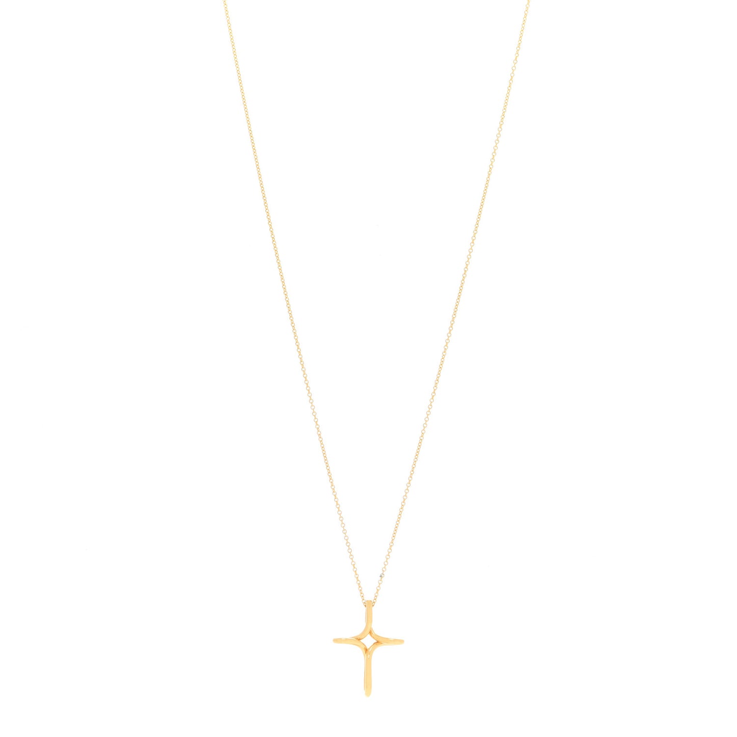 18K Yellow Gold Elsa Peretti Infinity Cross Pendant Necklace